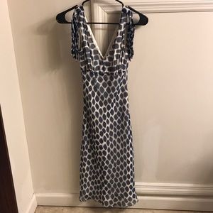 100% Silk Blue and White BCBG Dress